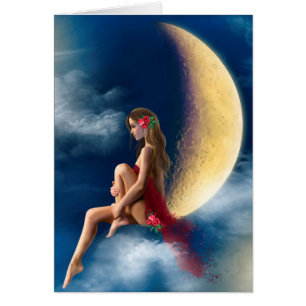 Card Woman ,night fairy on moon