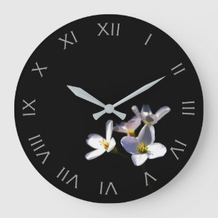 Cardamine Pratensis Flowers Grey Roman Num wccn Large Clock