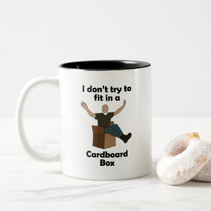 Cardboard Box Not Trying To Fit In Farewell Party Two-Tone Coffee Mug