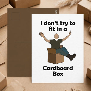 Cardboard Box Not Trying To Fit In Farewell Postcard
