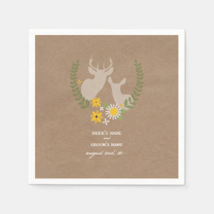 Cardboard Inspired Deer Wedding Napkins