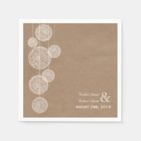 Cardboard Inspired Twine Globes Wedding Napkins