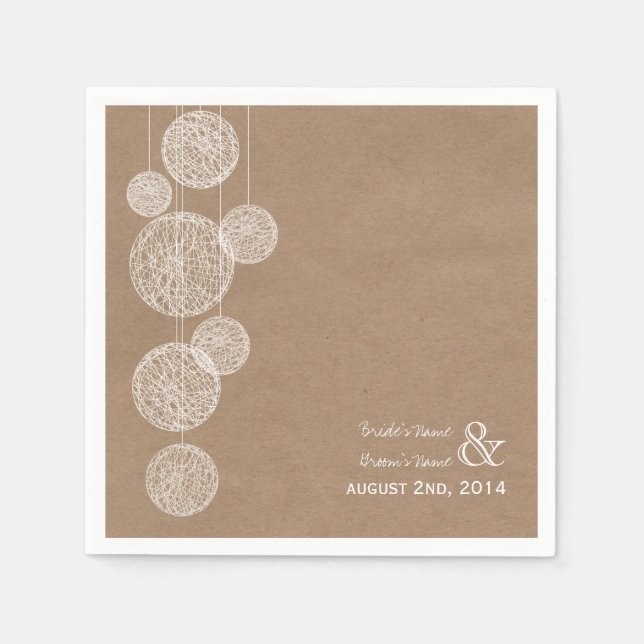 Cardboard Inspired Twine Globes Wedding Napkins (Front)