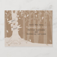 Cardboard Look Woodland Wedding Save The Date