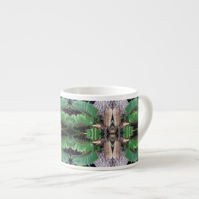 Cardboard Palm Pattern Espresso Cup (Front Right)