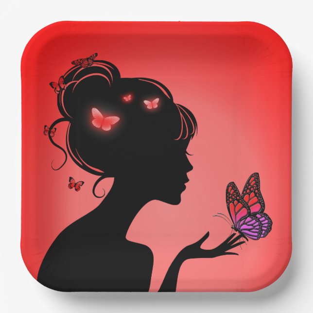 Cardboard plates The woman butterflies (Front)