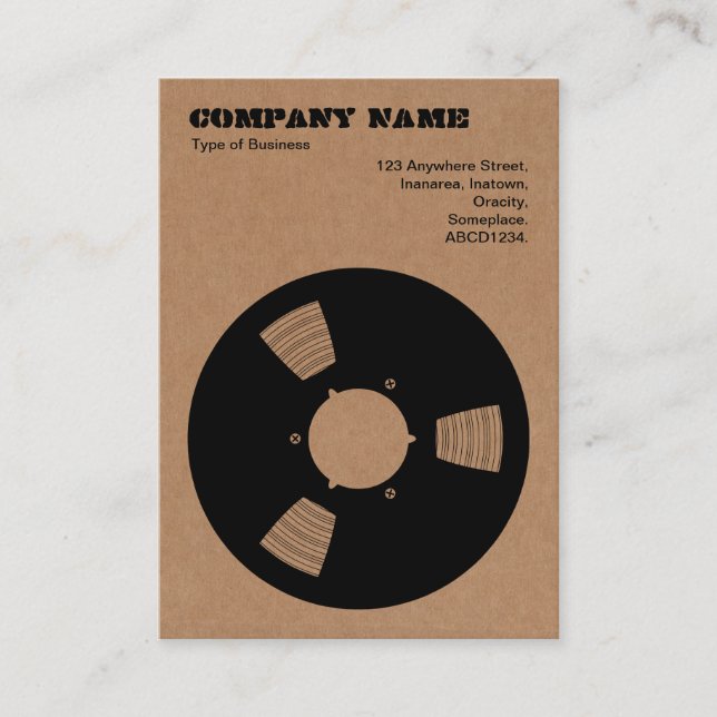 Cardboard Recording Tape Spool Business Card (Front)