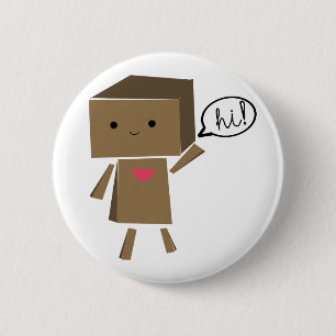 Cardboard Robot : hi! 2 Inch Round Button