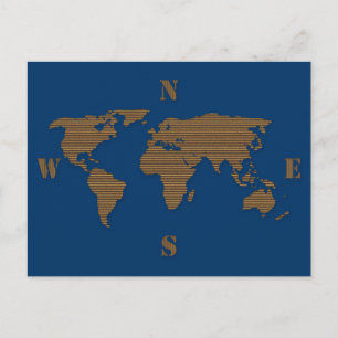Cardboard World Map Postcard