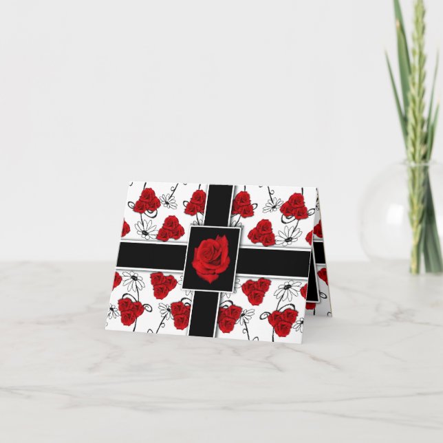 Carde le modèle - roses rouges personnalisables (Devant)