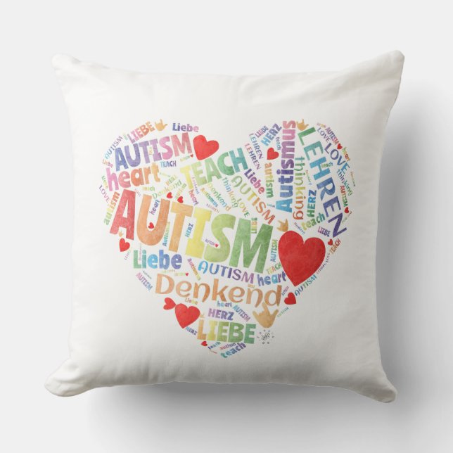 Cardiac autism throw pillow (Front)