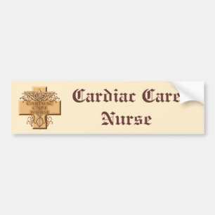 Cardiac Care Nurse Caduceus custom name Bumper Sticker