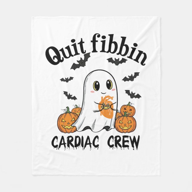 Cardiac Crew Funny Boo-Ghost Pumpkin Fleece Blanket (Front)