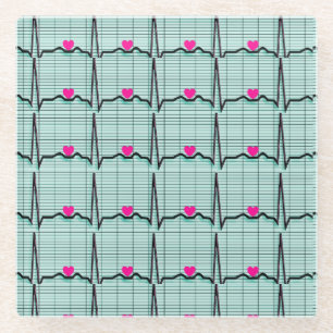 Cardiac EKG Strips   Glass Coaster