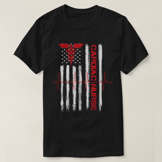 Cardiac Nurse American Flag Patriotic Registered N T-Shirt (Design Front)