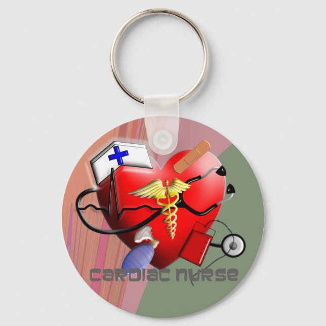 Cardiac Nurse Art Gifts Keychain (Front)