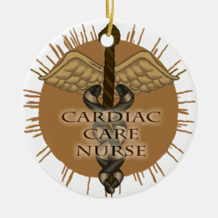 Cardiac Nurse Caduceus Ceramic Ornament