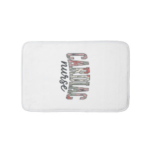 Cardiac Nurse Floral Varsity Lettering Design_1 Bath Mat