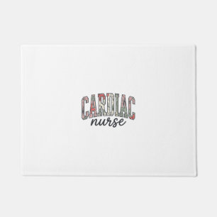 Cardiac Nurse Floral Varsity Lettering Design_1 Doormat