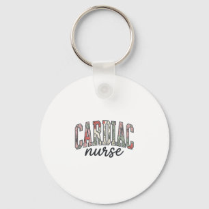 Cardiac Nurse Floral Varsity Lettering Design_1 Keychain