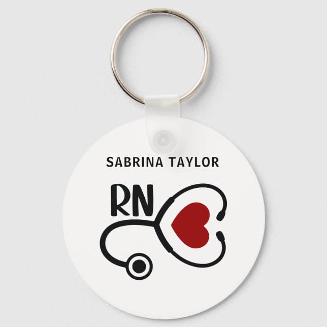 Cardiac Nurse Heart Stethoscope RN Notebook Keychain (Front)