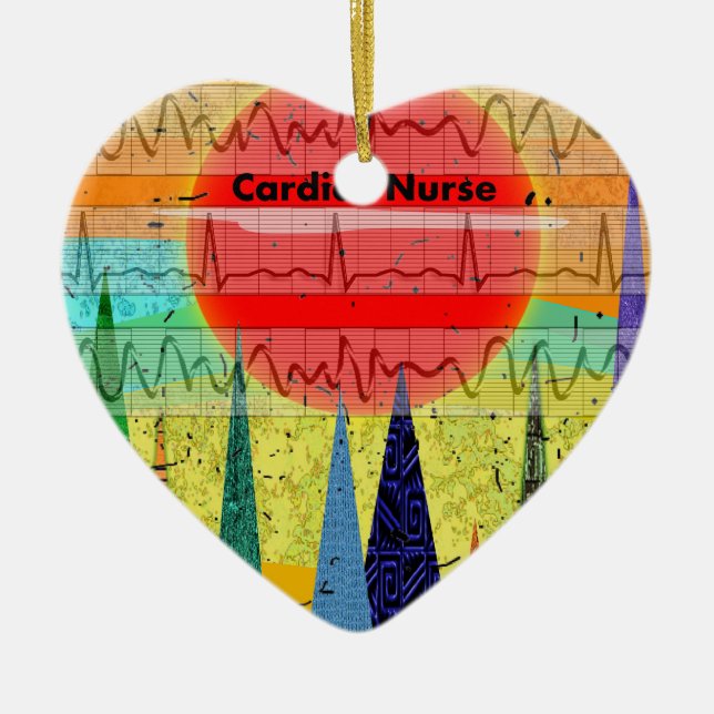 Cardiac Nurse Magical Forest Ceramic Ornament (Front)