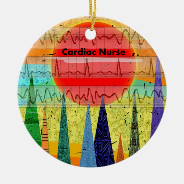Cardiac Nurse Magical Forest Ceramic Ornament (Front)