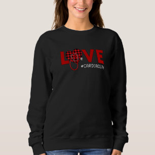 Cardiac Nurse Plaid Red Love Heart Stethoscope Rn Sweatshirt