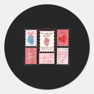Cardiac Nurse Scalloped Stamp Heart Anatomy Coquet Classic Round Sticker