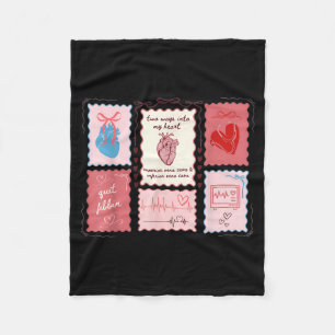 Cardiac Nurse Scalloped Stamp Heart Anatomy Coquet Fleece Blanket