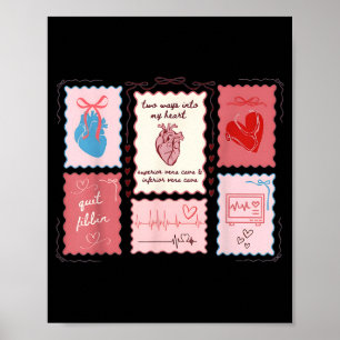 Cardiac Nurse Scalloped Stamp Heart Anatomy Coquet Poster