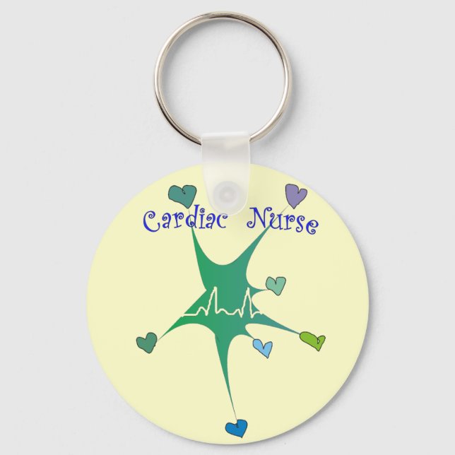 Cardiac Nurse Spiked Hearts QRS pattern Keychain (Front)