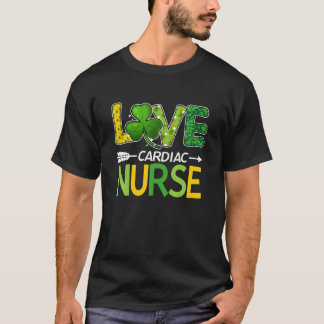 Cardiac Nurse St. Patricks Day Love Stethoscope RN T-Shirt