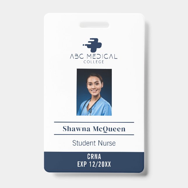Cardiac Nurse Student Practitioner QR Code Photo Badge (Front)