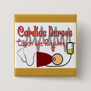 CARDIAC NURSES "CATCH the RHYTHM" 2 Inch Square Button