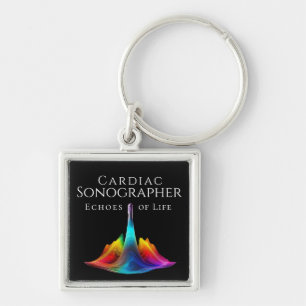 Cardiac Sonographer-Colourful Ultrasound Waves Keychain