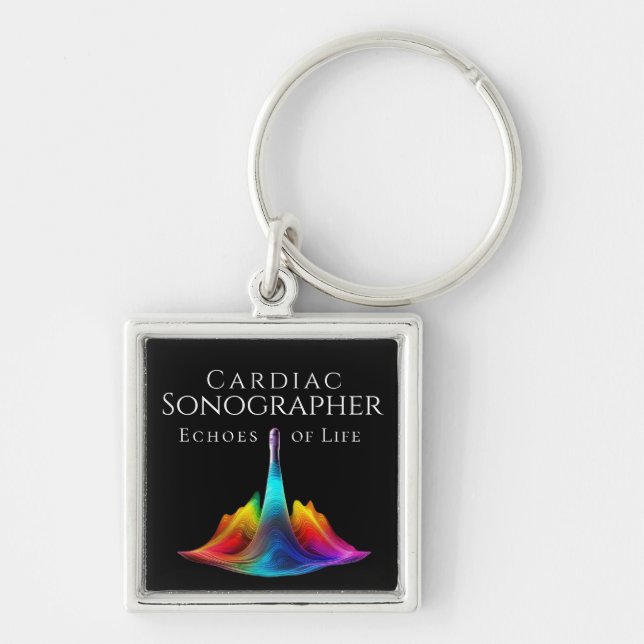 Cardiac Sonographer-Colourful Ultrasound Waves Keychain (Front)