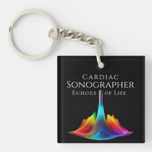 Cardiac Sonographer-Colourful Ultrasound Waves Keychain