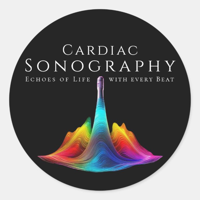 Cardiac Sonography-Colourful Ultrasound Waves Classic Round Sticker (Front)