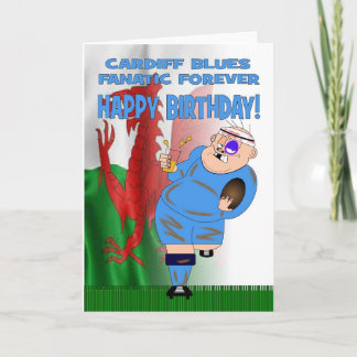 Cardiff Blues Fanatic Forever Rugby Birthday Card