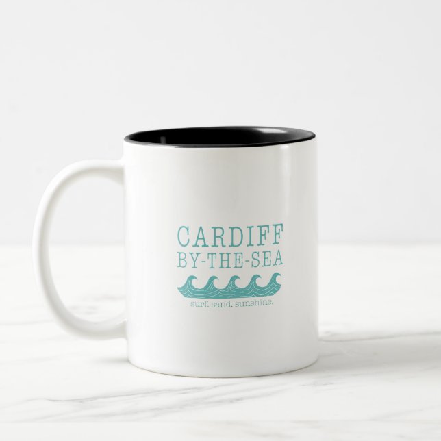Cardiff by the Sea Design - San Diego Encinitas Two-Tone Coffee Mug (Left)