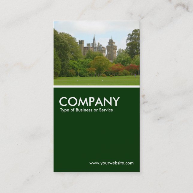Cardiff Castle - Dark Green Business Card (Front)