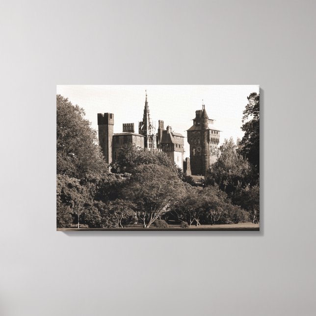 Cardiff Castle II - Sepia Canvas Print (Front)