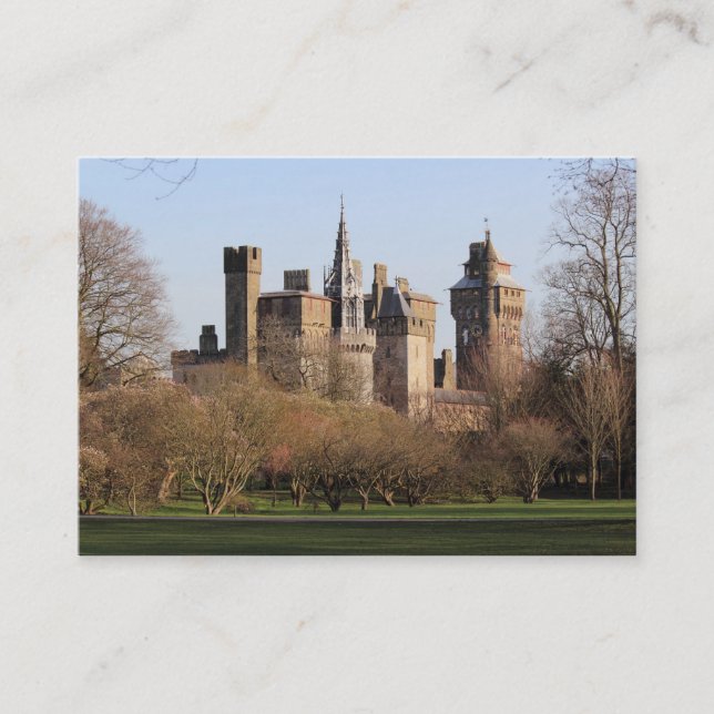Cardiff Castle in Early Spring Sunlight Business Card (Front)