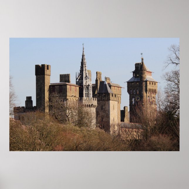 Cardiff Castle in the Early Spring Sunlight Poster (Front)