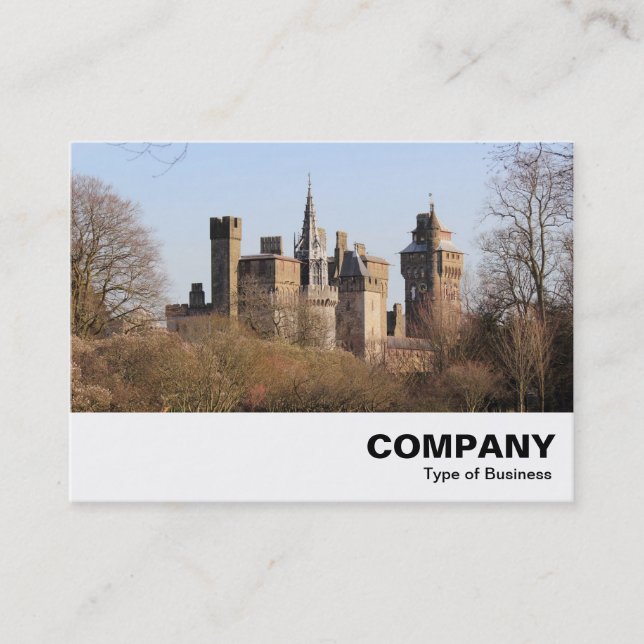 Cardiff Castle in the Warm Early Spring Sunlight Business Card (Front)