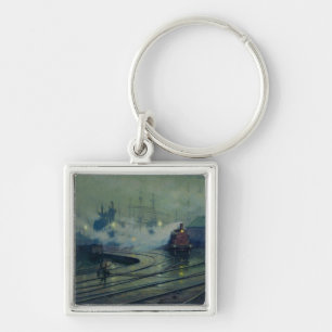 Cardiff Docks, 1896 Keychain