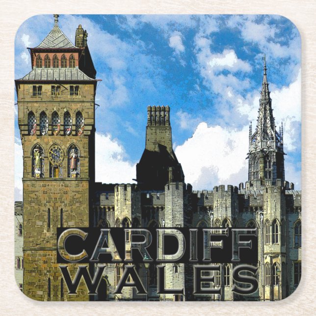 Cardiff Square Paper Coaster (Front)