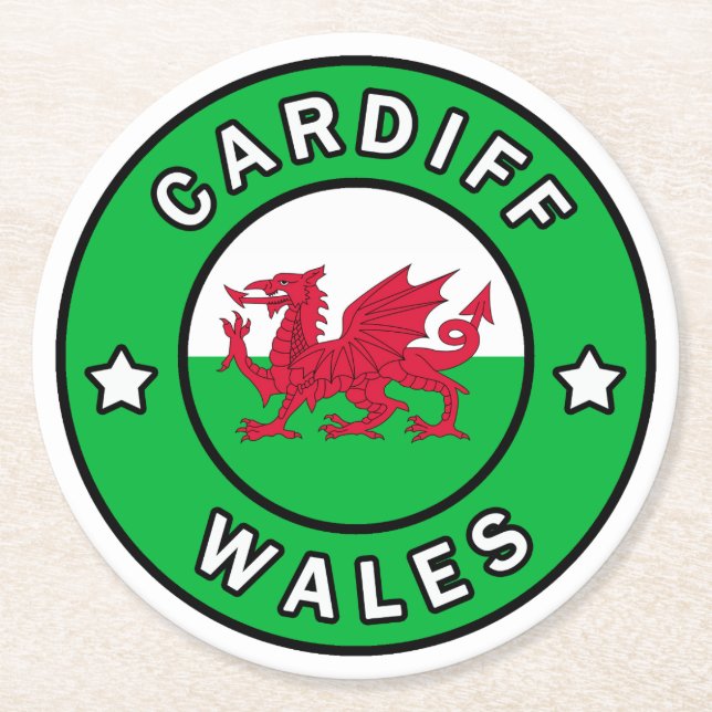 Cardiff Wales Round Paper Coaster (Front)