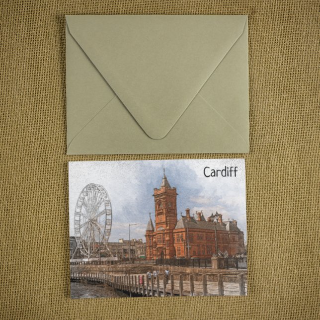 Cardiff Wales UK Vintage Travel Postcard (cardiff wales panorama view postcard)